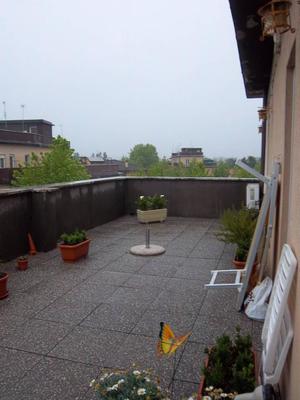 Descrizione: Ingresso, soggiorno, disimpegno, camera, cucina, bagno, balcone e terrazzo + pertinenziale cantina, deposito ad uso comune (proprietà 90,909 millesimi), autorimessa ad uso comune (proprietà 90,909 millesimi), posti auto scoperti ad uso comune (proprietà millesimi 90,909) e box auto ad uso comune (proprietà millesimi 90,909). Mq. 97. N.C.E.U. A3 foglio 83 part. 2338 sub. 21, con cantina al foglio 83 part. 2338 sub. 8, deposito ad uso comune al foglio 83 part. 2338 sub. 26 (millesimi 90,909), autorimessa ad uso comune al foglio 83 part. 2338 sub. 27 (millesimi 90,909), posto auto scoperto ad uso comune al foglio 83 part. 2338 sub. da 28 a 36 (millesimi 90,909) e box auto ad uso comune al foglio 83 part. 2340 sub. da 1 a 4 (millesimi 90,909)