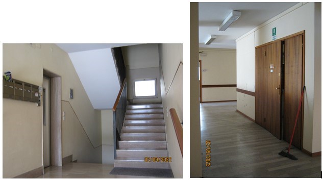 L'ufficio occupa l'intero piano primo della palazzina residenziale. Diversi locali uso ufficio e un ampio ambiente, delimitato lungo il corridoio da una parete vetrata costruita a bancone al fine di delimitare un'area front office. L'ufficio che presenta affacci su quattro lati del fabbricato, dispone di tre balconi di cui due sulla facciata principale lungo via Feltre. Sono presenti due distinti servizi igienici, , nonchè un ampio corridoio di collegamento, che serviva anche da zona d'attesa per l'utenza. All'ufficio si arriva dalla scala principale e dall’ascensore presente nell’androne dello stabile. Anche una piccola cantina al piano seminterrato. Identificativi Catastali [N.C.E.U.] Unità Principale cat. B/4 foglio 84 part. 49 sub 9. SUP. MQ(ARR.)catastali 243. Piena Proprietà. Libero.