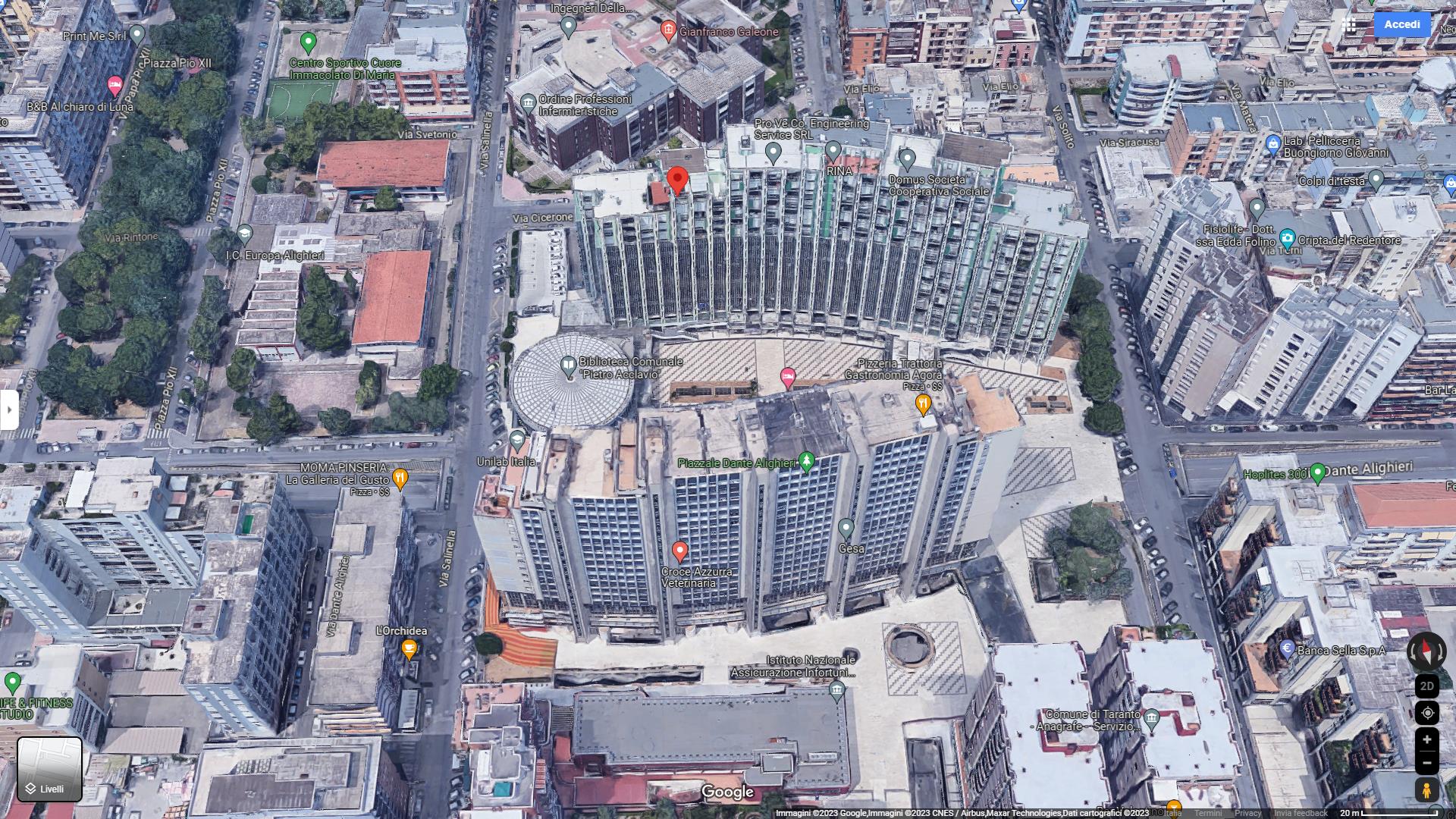 Uffici della ex sede Inpdap - Lo stato dei luoghi non è conforme catastalmente in quanto si presenta come un'unica unità immobiliare in luogo delle quattro unità immobiliari denunciate in catasto. Identificativi Catastali [N.C.E.U.]: unità Commerciale cat. A/10 foglio 244 part. 1764 sub 127; unità Commerciale cat. A/10 foglio 244 part. 1764 sub 128; unità Commerciale cat. A/10 foglio 244 part. 1764 sub 145; unità Commerciale cat. A/10 foglio 244 part. 1764 sub 146. Sup. mq catastali 248, mq catastali 277, mq catastali 384, mq catastali 243.