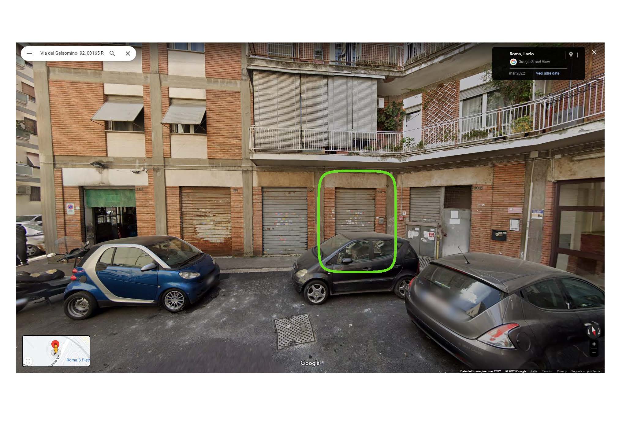 Negozio al piano terra con accesso dal civico 104 lato strada su Via del Gelsomino, composto da locali principali e due locali accessori. Identificativi Catastali [N.C.E.U.] Unità Commerciale cat. C/1 foglio 431 part 8 sub 515. Sup. mq (arr) catastali 60. Piena Proprietà. Libero.