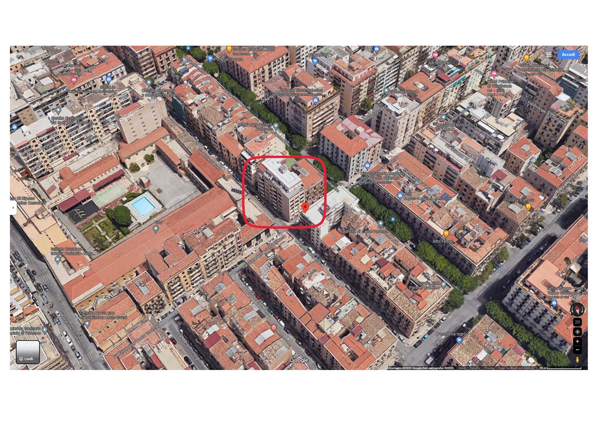 Ufficio ubicato al secondo piano dell'edificio accessibile dal corpo scala condominiale dove è presente un ascensore e da un secondo vano scala con accesso dal civ. n.39 di via R. Riolo che collega gli uffici ex ENPALS ai piani terra, primo e secondo. L'immobile dispone di otto vani principali; sei di questi hanno affaccio su via Riolo, gli altri due sulla chiostrina interna e sul prospetto laterale. Sono presenti, inoltre, tre servizi igienici e tre balconi. I locali sono distribuiti da un ampio corridoio di forma irregolare. L, mentre l'altezza interna è pari a 3,4m. Identificativi catastali [N.C.E.U.] Unità Principale cat. A/10 foglio 44 part. 200 sub 17. Sup mq catastali 197. Piena proprietà lotto libero.