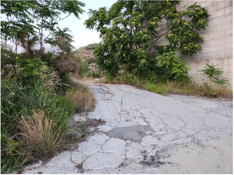 Terreno su cui insisteva impianto di betonaggio e su cui insistono dei manufatti abusivi insuscettibili di sanatoria, il prezzo a base d'asta è al netto dei costi di demolizione e smaltimento (stimati dal tecnico in € 30.000,00). L'aggiudicatario dovrà farsi carico delle seguenti attività per ciascun manufatto: demolizione / smontaggio dei manufatti; trasporto e conferimento in discarica autorizzata. Sup. mq (arr.) 8393. Immobile libero. Piena proprietà.