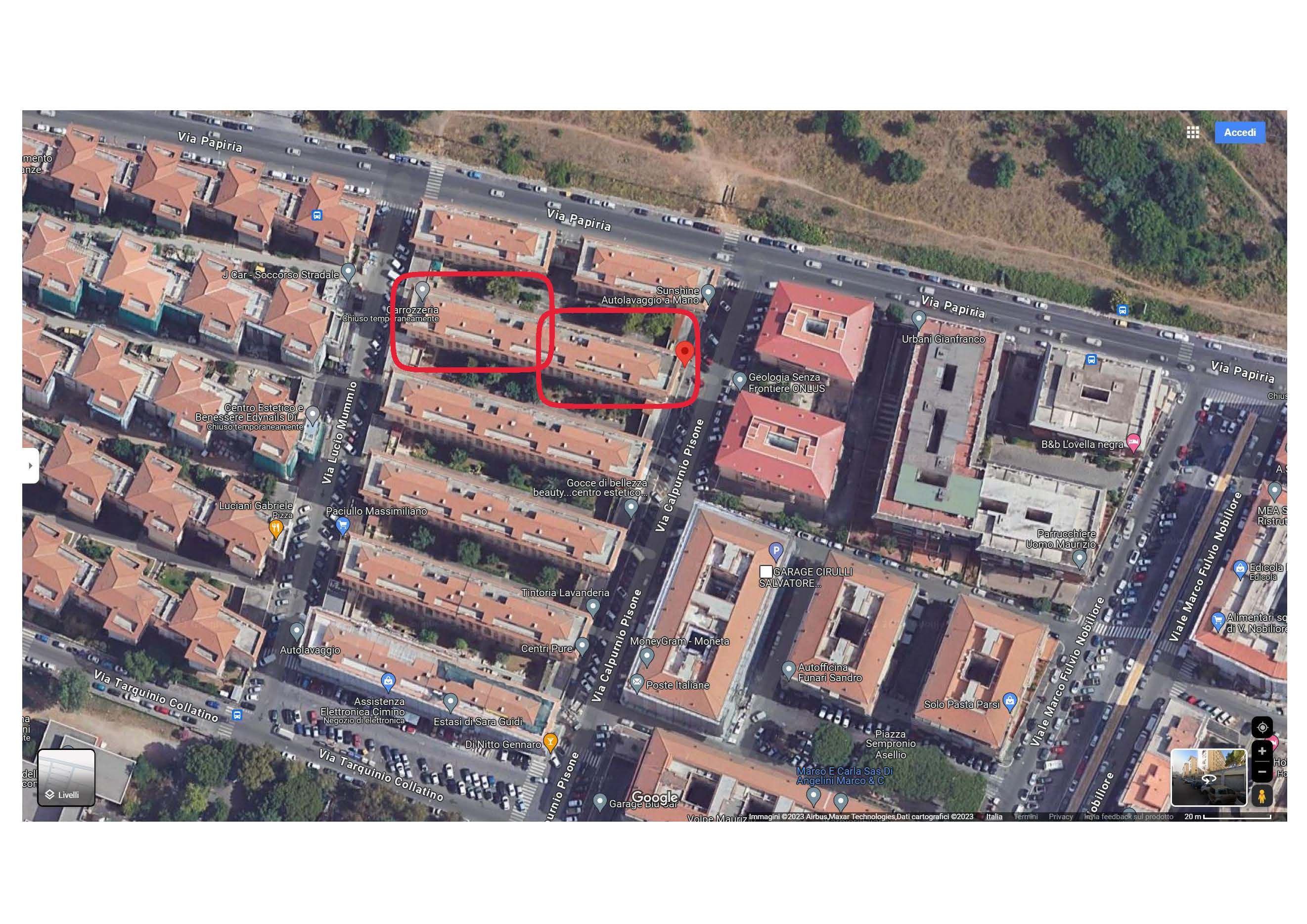 Appartamento composto da due vani, cucina abitabile, ripostiglio, bagno e corridoio. Identificativi Catastali [N.C.E.U.] Unità Residenziale cat. A/3 foglio 956 part. 304 sub 57. Sup. mq (arr) mq catastali 65. Lotto libero.