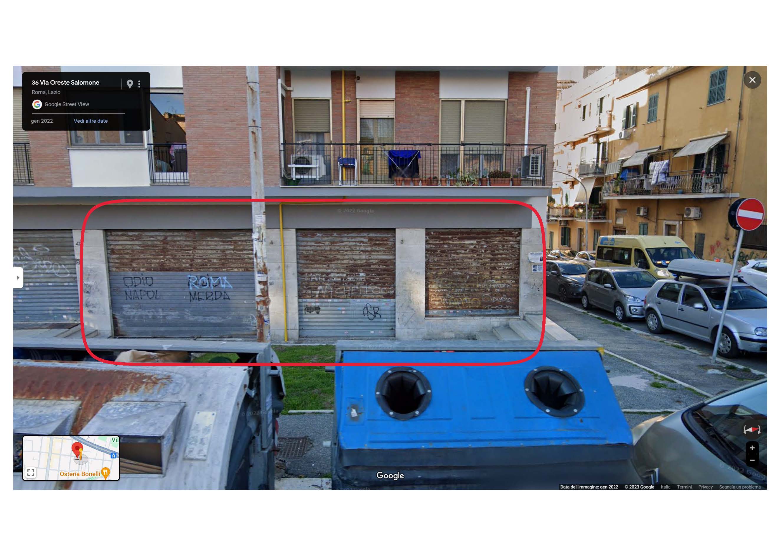 Unità al piano terra composta da locale di vendita diviso da tramezzatura provvisoria in cartongesso e un locale retrostante dove è situata la scala che porta al piano interrato adibito a sottonegozio/magazzino con servizio igienico. Identificativi Catastali [N.C.E.U.] Unità Commerciale cat. C/1 foglio 934 part. 719 sub 5. Sup. mq (arr) mq catastali 225. Lotto libero.