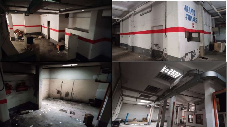 Autorimessa, S1 fabbricato residenziale in cemento armato. Via della Balduina 78, cancello carrabile in ferro e rampa di collegamento. L’altezza mt 4,45. Unico ambiente, parcheggio e area di manovra con 17 pilastri. Ufficio quadrato di altezza inferiore con soppalco uso archivio, quattro vani uso magazzino più piccoli, un piccolo bagno e una centrale termica comune con finestra. Tre finestre che affacciano sulla rampa di accesso. Sul soffitto sono presenti n. 8 lucernai realizzati in vetro cemento, per la sola illuminazione (non per l’areazione), non sono riportati in planimetria. Id. Cat. [N.C.E.U.] Un. Sec. C/1 foglio 368 part. 932 sub 501 (graff. part. 1942 sub 501). Sup. 804 mq cat. Libero. Piena Proprietà