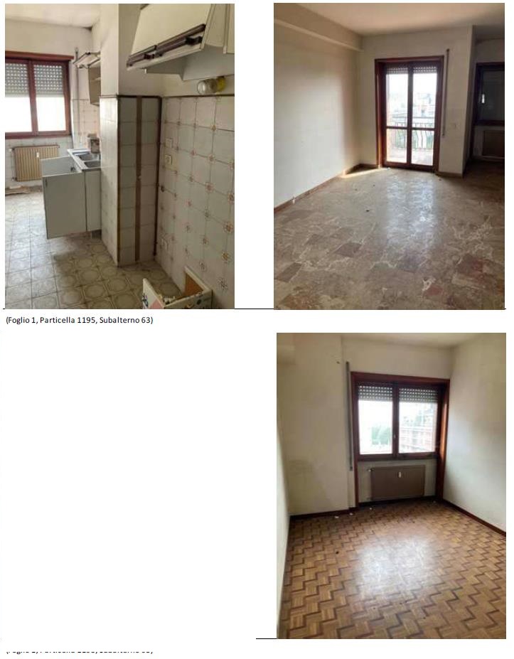 Appartamento all'ottavo piano, costituito da: ingresso, soggiorno, cucina, corridoio, due camere, bagno, ripostiglio e due terrazze. L'altezza interna utile risulta pari a 2,80 m. . Posto auto scoperto esterno piano terra scala W int. 1. Id. Catastali [N.C.E.U.]  Unità Residenziale cat. A/3 foglio 1 part. 1195 sub 63  Unità Secondaria cat. C/6 foglio 1 part. 1195 sub 220. Sup mq catastali 98  mq catastali 13. Libero, Piena Proprietà.