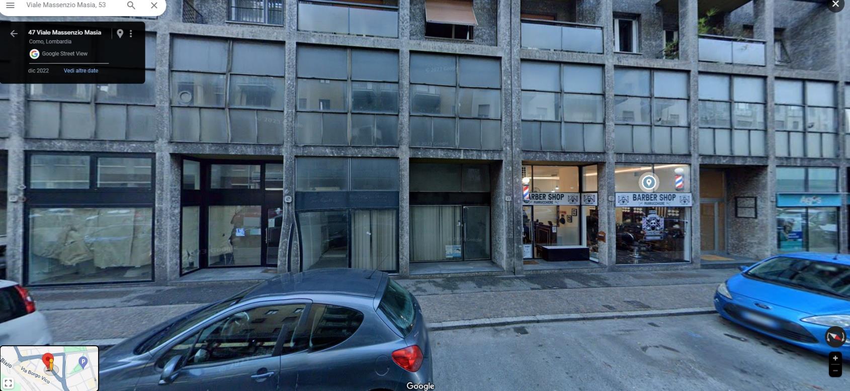 Unità a destinazione commerciale posta al piano terreno, con accesso direttamente da viale Masia e costituita da un unico ampio vano uso negozio, oltre che da servizi igienici con antibagno. Il cespite si presenta in pessime condizioni manutentive, con evidente necessità di rifacimento degli impianti. Locale di deposito al civico 53 piano cantinato S1 int. 48. Pianta rettangolare e altezza interna di 2,10 m. Id. cat. Unità Commerciale cat. C/1 sez. BOR foglio 5 part. 3597 sub 5  e Unità Secondaria cat. C/2 sez. BOR foglio 5 part. 3597 sub 102. Sup. MQ (arr)mq catastali 36  e mq catastali 6.Libero.Piena proprietà.