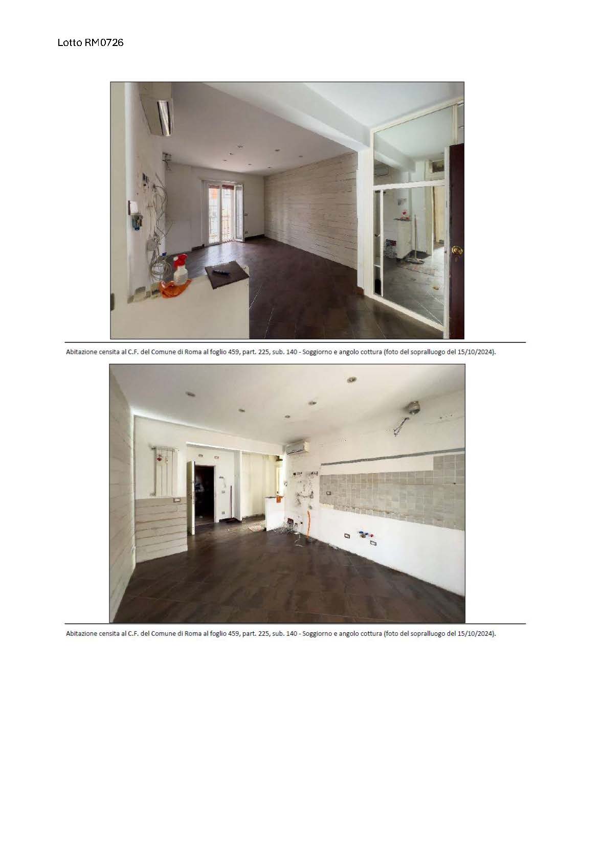 Appartamento,  interno 35, piano ottavo, ultimo con ascensore. Salone con angolo cottura, disimpegno, bagno, due stanze da letto e due balconi. Pavimentazione piastrelle di ceramica, rivestimenti dell’angolo cottura e del bagno piastrelle di ceramica, pareti prevalentemente rifinite in intonaco e, in parte, in gres effetto pietra. Controsoffitti in cartongesso. Portoncino ingresso legno blindato, infissi interni in legno e infissi esterni pvc, sistema di oscuramento ad avvolgibili del medesimo materiale e protetti da grate di sicurezza metalliche. I balconi piastrelle in graniglia di cemento, copertine in travertino, parapetti in ferro, pannelli di vetro e muratura. ID. cat. Unità residenziale categoria A3 foglio 459 particella 225 sub 140. Sup. 67 mq catastali. Libero. Piena proprietà.