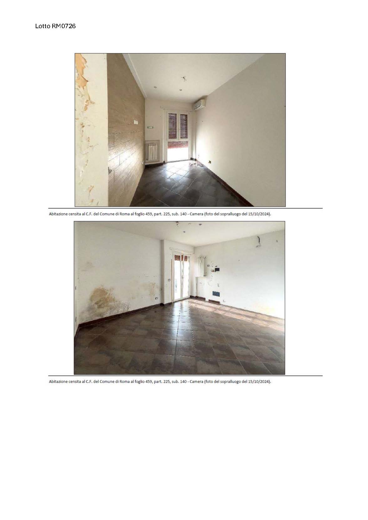 Appartamento,  interno 35, piano ottavo, ultimo con ascensore. Salone con angolo cottura, disimpegno, bagno, due stanze da letto e due balconi. Pavimentazione piastrelle di ceramica, rivestimenti dell’angolo cottura e del bagno piastrelle di ceramica, pareti prevalentemente rifinite in intonaco e, in parte, in gres effetto pietra. Controsoffitti in cartongesso. Portoncino ingresso legno blindato, infissi interni in legno e infissi esterni pvc, sistema di oscuramento ad avvolgibili del medesimo materiale e protetti da grate di sicurezza metalliche. I balconi piastrelle in graniglia di cemento, copertine in travertino, parapetti in ferro, pannelli di vetro e muratura. ID. cat. Unità residenziale categoria A3 foglio 459 particella 225 sub 140. Sup. 67 mq catastali. Libero. Piena proprietà.