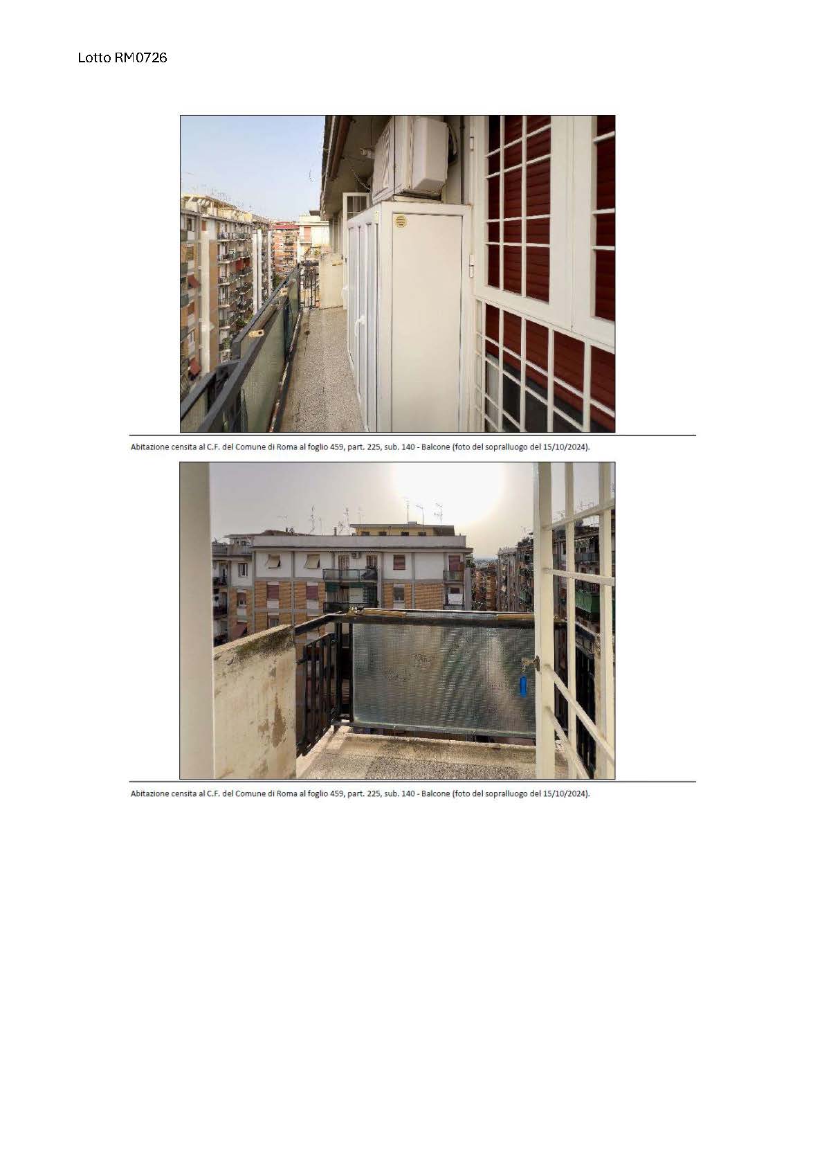 Appartamento,  interno 35, piano ottavo, ultimo con ascensore. Salone con angolo cottura, disimpegno, bagno, due stanze da letto e due balconi. Pavimentazione piastrelle di ceramica, rivestimenti dell’angolo cottura e del bagno piastrelle di ceramica, pareti prevalentemente rifinite in intonaco e, in parte, in gres effetto pietra. Controsoffitti in cartongesso. Portoncino ingresso legno blindato, infissi interni in legno e infissi esterni pvc, sistema di oscuramento ad avvolgibili del medesimo materiale e protetti da grate di sicurezza metalliche. I balconi piastrelle in graniglia di cemento, copertine in travertino, parapetti in ferro, pannelli di vetro e muratura. ID. cat. Unità residenziale categoria A3 foglio 459 particella 225 sub 140. Sup. 67 mq catastali. Libero. Piena proprietà.