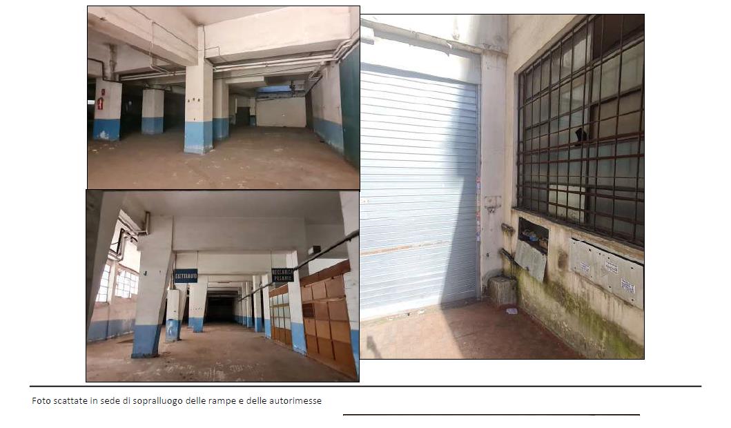 Autorimessa  internamente composta da posti auto senza suddivisione e aree destinate a corsie di manovra e viabilità. Unità secondarie:  categoria C/6 foglio 466 particella 955 sub 510;  categoria C6 foglio 466 particella 954 sub 507; categoria C6 foglio 466 particella 954 sub 508.  2553 mq. catastali; 1346 mq catastali; 186 mq catastali
